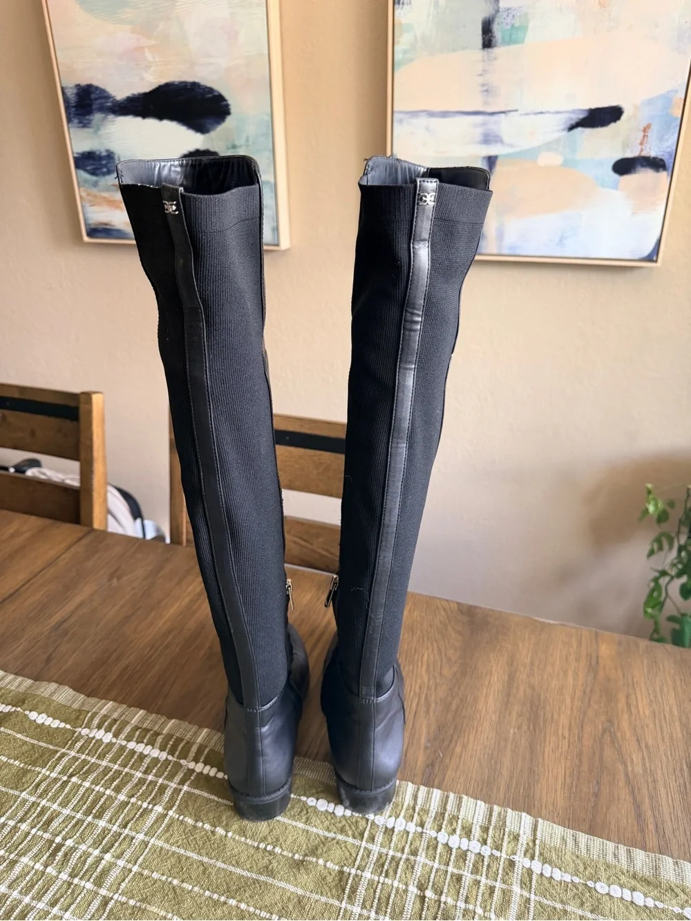 Sam Edelman Posie Over-the-Knee Black Leather Women's Boots